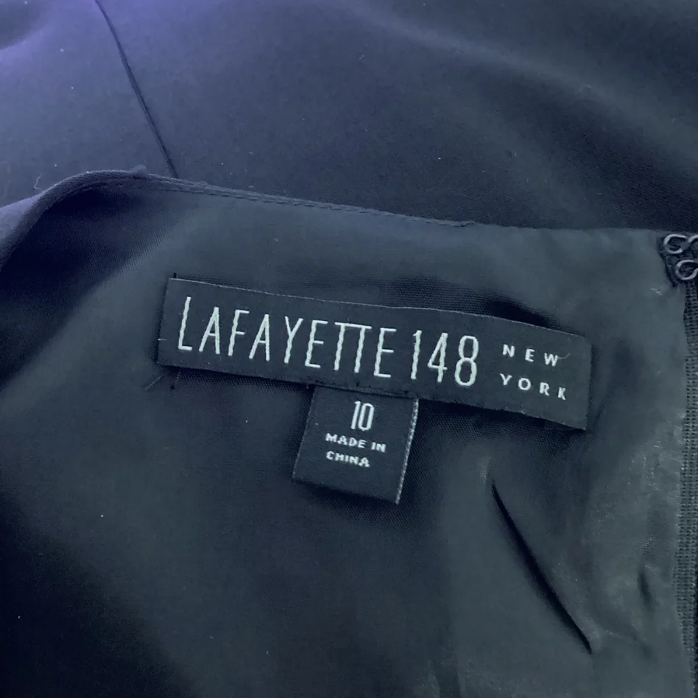 LAFAETTE 148 WOMAN SZ 10 BLACK SHEATH SHORT DRESS SLEEVELESS LINED CAREER FORMAL - Picture 11 of 14